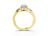 Yellow gold Radiant Cut Diamond Ring with Tapered Baguette Side Stones in Four-Prong Setting_18
