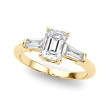 18K Yellow Gold 1.55 Carat D VVS1 Princess Cut Diamond Ring with Tapered Baguette Side Stones on a Platinum Band with Four-Prong Setting