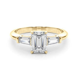 18K Yellow Gold 1.55 Carat D VVS1 Princess Cut Diamond Ring with Tapered Baguette Side Stones on a Platinum Band with Four-Prong Setting