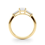 18K Yellow Gold 1.55 Carat D VVS1 Princess Cut Diamond Ring with Tapered Baguette Side Stones on a Platinum Band with Four-Prong Setting