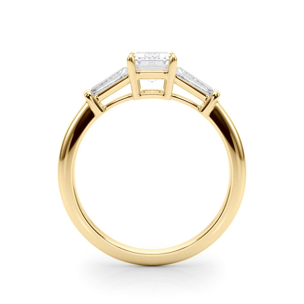 18K Yellow Gold 1.55 Carat D VVS1 Princess Cut Diamond Ring with Tapered Baguette Side Stones on a Platinum Band with Four-Prong Setting