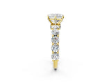 Yellow gold Radiant Cut Diamond Side Stone Engagement Ring with Four-Prong Setting_26