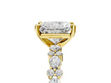 Yellow gold Radiant Cut Diamond Side Stone Solitaire Ring with Round with Moissanite side stone and Four-Prong Setting_5