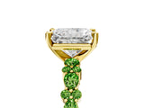 Yellow gold Radiant Cut Diamond Side Stone Solitaire Ring with Round with Peridot side stone and Four-Prong Setting_5