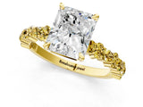 Yellow gold Radiant Cut Diamond Side Stone Solitaire Ring with Round with Yellow Sapphire side stone and Four-Prong Setting_1