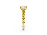 Yellow gold Radiant Cut Diamond Side Stone Solitaire Ring with Round with Yellow Sapphire side stone and Four-Prong Setting_2
