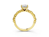 Yellow gold Radiant Cut Diamond Side Stone Solitaire Ring with Round with Yellow Sapphire side stone and Four-Prong Setting_3