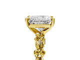 Yellow gold Radiant Cut Diamond Side Stone Solitaire Ring with Round with Yellow Sapphire side stone and Four-Prong Setting_5