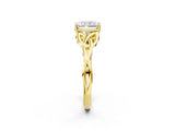Yellow gold Radiant Cut Diamond Solitaire Celtic Knot Ring with Four-Prong Setting_100