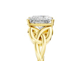 Yellow gold Radiant Cut Diamond Solitaire Celtic Knot Ring with Four-Prong Setting_103