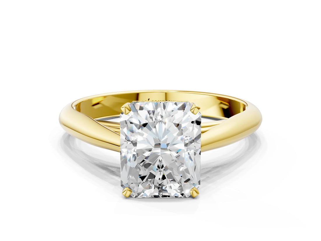 Yellow gold Radiant Cut Diamond Solitaire Engagement Ring with Cathedral Setting and Four-Prong Mount_165