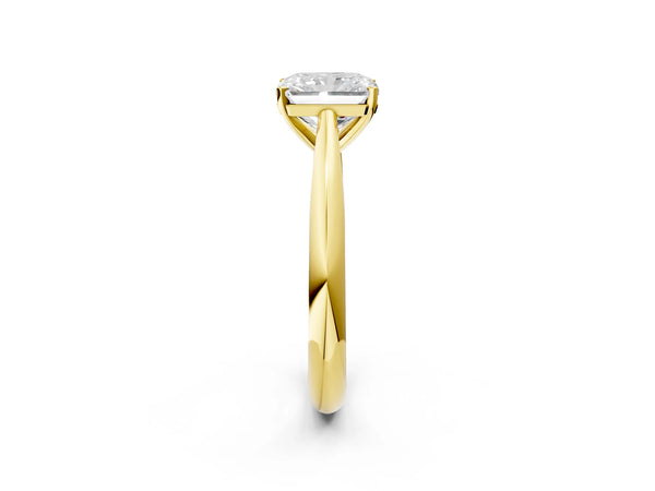 Yellow gold Radiant Cut Diamond Solitaire Engagement Ring with Cathedral Setting and Four-Prong Mount