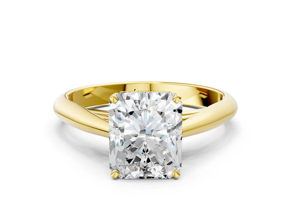 Yellow gold Radiant Cut Diamond Solitaire Engagement Ring with Cathedral Setting and Four-Prong Mount
