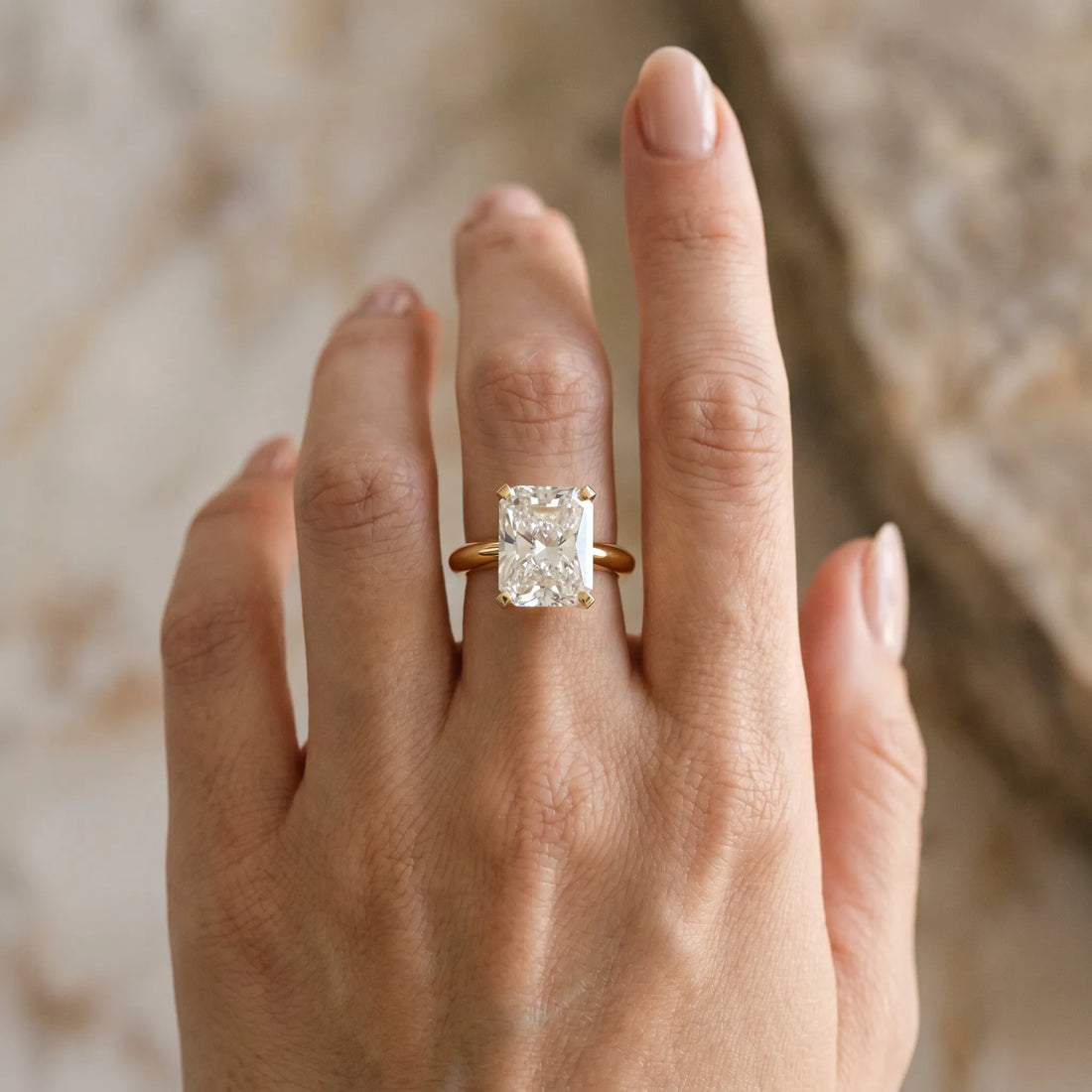 Yellow gold Radiant Cut Diamond Solitaire Engagement Ring with Classic Band and Four-Prong Setting_145