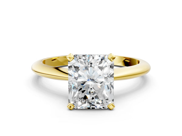 Yellow gold Radiant Cut Diamond Solitaire Engagement Ring with Classic Band and Four-Prong Setting