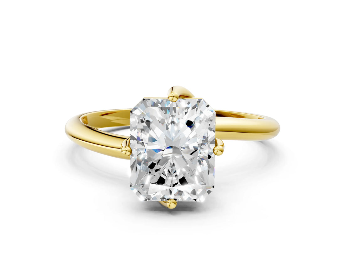 Yellow gold Radiant Cut Diamond Solitaire Engagement Ring with Four-Prong Setting and Classic Band_20