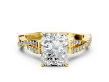 Yellow gold Radiant Cut Diamond Solitaire Engagement Ring with Twisted Pavé Band and Four-Prong Setting_62