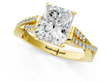 Yellow gold Radiant Cut Diamond Solitaire Engagement Ring with Twisted Pavé Band and Four-Prong Setting_63