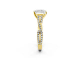 Yellow gold Radiant Cut Diamond Solitaire Engagement Ring with Twisted Pavé Band and Four-Prong Setting_64