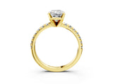 Yellow gold Radiant Cut Diamond Solitaire Pavé Engagement Ring with Round Band and Prong Setting_21
