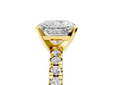 Yellow gold Radiant Cut Diamond Solitaire Pavé Engagement Ring with Round Band and Prong Setting_23