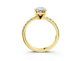 Yellow gold Radiant Cut Diamond Solitaire Pavé Engagement Ring with Round Band and Prong Setting_63