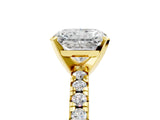 Yellow gold Radiant Cut Diamond Solitaire Pavé Engagement Ring with Round Band and Prong Setting_65