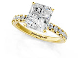 Yellow gold Radiant Cut Diamond Solitaire Pavé Engagement Ring with Round Band and Prong Setting_79