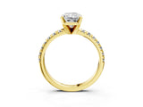 Yellow gold Radiant Cut Diamond Solitaire Pavé Engagement Ring with Round Band and Prong Setting_81