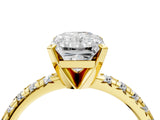 Yellow gold Radiant Cut Diamond Solitaire Pavé Engagement Ring with Round Band and Prong Setting_82