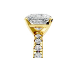 Yellow gold Radiant Cut Diamond Solitaire Pavé Engagement Ring with Round Band and Prong Setting_83