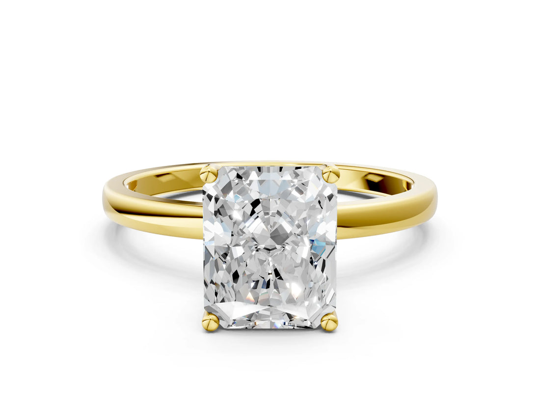 Yellow gold Radiant Cut Diamond Solitaire Ring with Classic Band and Four-Prong Setting_8