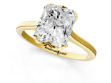 Yellow gold Radiant Cut Diamond Solitaire Ring with Flower Prong Setting and Classic Band_239