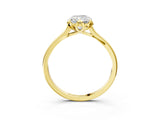 Yellow gold Radiant Cut Diamond Solitaire Ring with Flower Prong Setting and Classic Band_241