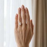 Yellow gold Radiant Cut Diamond Solitaire Ring with Flower Prong Setting and Classic Band_258