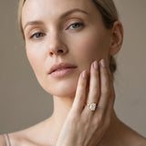 Yellow gold Radiant Cut Diamond Solitaire Ring with Flower Prong Setting and Classic Band_259