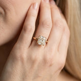 Yellow gold Radiant Cut Diamond Solitaire Ring with Flower Prong Setting and Classic Band_260