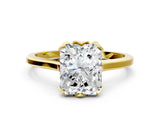 Yellow gold Radiant Cut Diamond Solitaire Ring with Flower Prong Setting and Classic Band_31