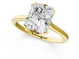 Yellow gold Radiant Cut Diamond Solitaire Ring with Flower Prong Setting and Classic Band_56