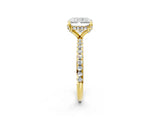 Yellow gold Radiant Cut Diamond Solitaire Ring with Four-Prong Setting and Pavé Band_5