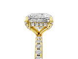 Yellow gold Radiant Cut Diamond Solitaire Ring with Four-Prong Setting and Pavé Band_8