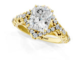 Yellow gold Radiant Cut Diamond Solitaire Ring with Hidden Halo and Pavé Band_49