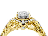 Yellow gold Radiant Cut Diamond Solitaire Ring with Hidden Halo and Pavé Band_52