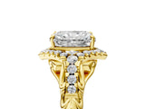 Yellow gold Radiant Cut Diamond Solitaire Ring with Hidden Halo and Pavé Band_53