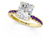 Yellow gold Radiant Cut Diamond Solitaire Ring with Pavé Band and Four-Prong Setting_1