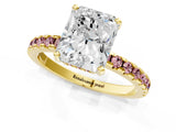 Yellow gold Radiant Cut Diamond Solitaire Ring with Pavé Band and Four-Prong Setting_1