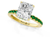 Yellow gold Radiant Cut Diamond Solitaire Ring with Pavé Band and Four-Prong Setting_1