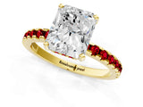 Yellow gold Radiant Cut Diamond Solitaire Ring with Pavé Band and Four-Prong Setting_1