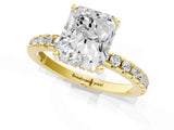 Yellow gold Radiant Cut Diamond Solitaire Ring with Pavé Band and Four-Prong Setting_1