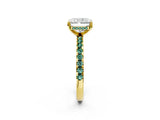 Yellow gold Radiant Cut Diamond Solitaire Ring with Pavé Band and Four-Prong Setting_2